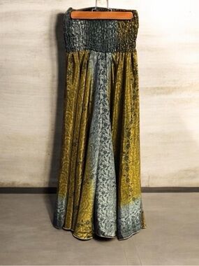 Silk blend bronze gold + silver wide leg palazzo pants